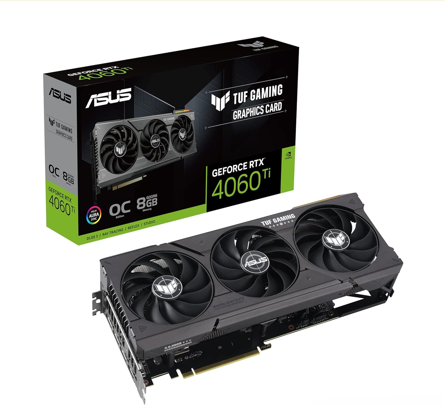 ASUS TUF Gaming GeForce RTX™ 4060 Ti OC Edition Gaming Graphics Card (PCIe 4.0, 8GB GDDR6, DLSS 3, HDMI 2.1a, DisplayPort 1.4a)
