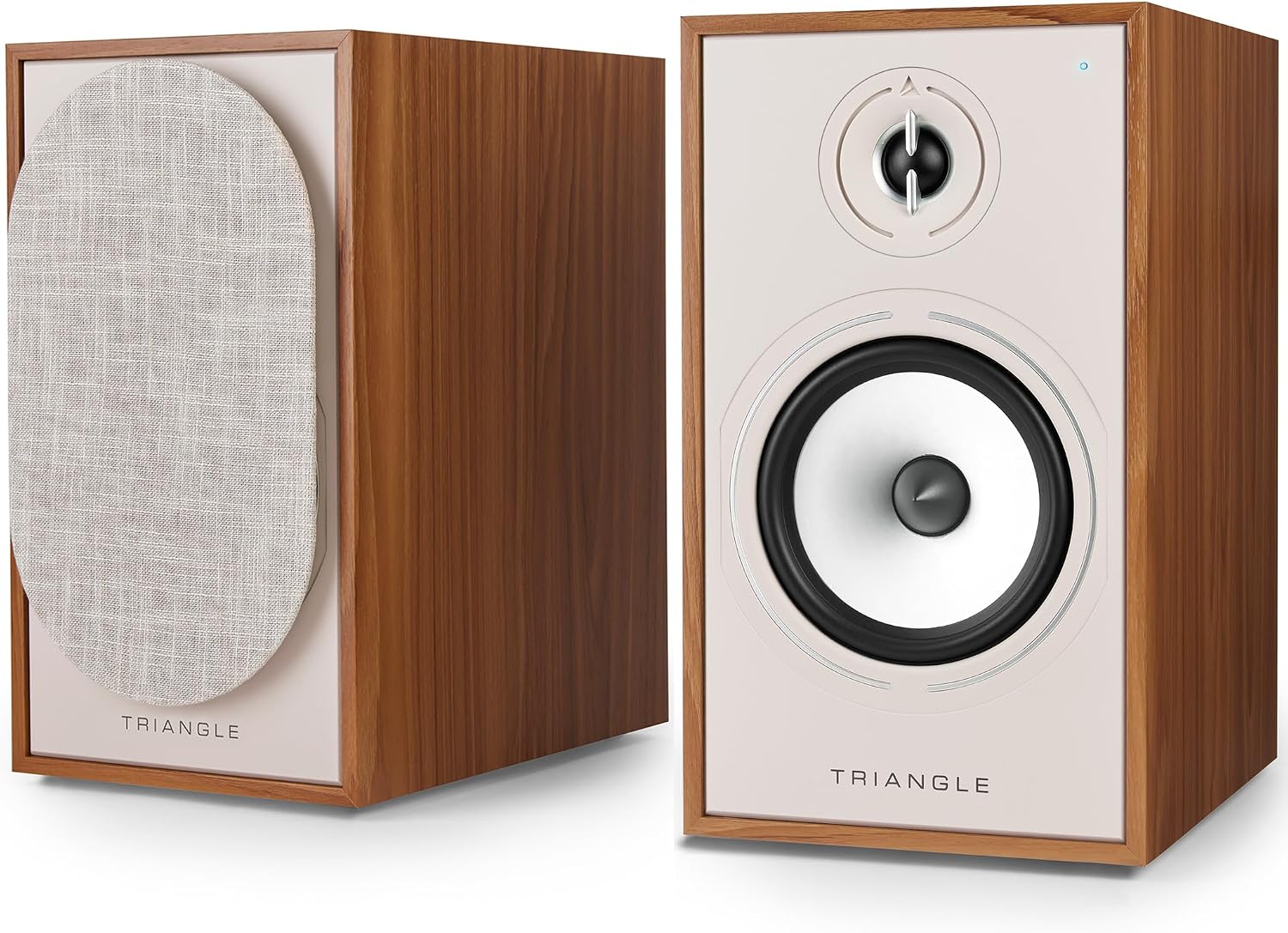 triangle - BOREA BR03 Connect Active Speakers - Bluetooth Bookshelf Speakers with 2X 60W Amplifier - HD Audio - Phono/Turntable TV Arc & USB Inputs - 206 x 360 x 314 mm - Oak (Pair)