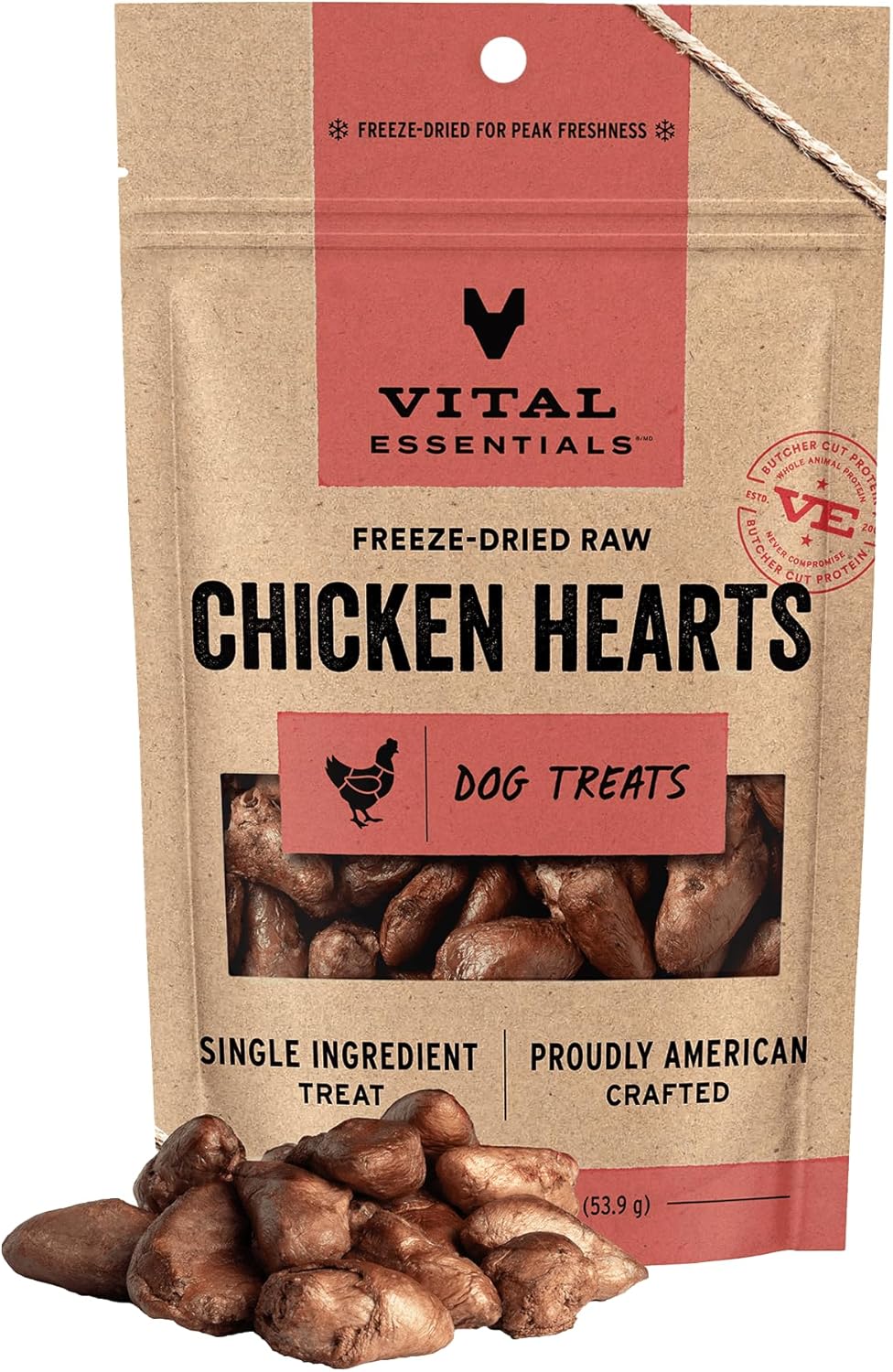 Vital Essentials Freeze Dried Dog Treats, Raw Chicken Hearts Treats for Dogs