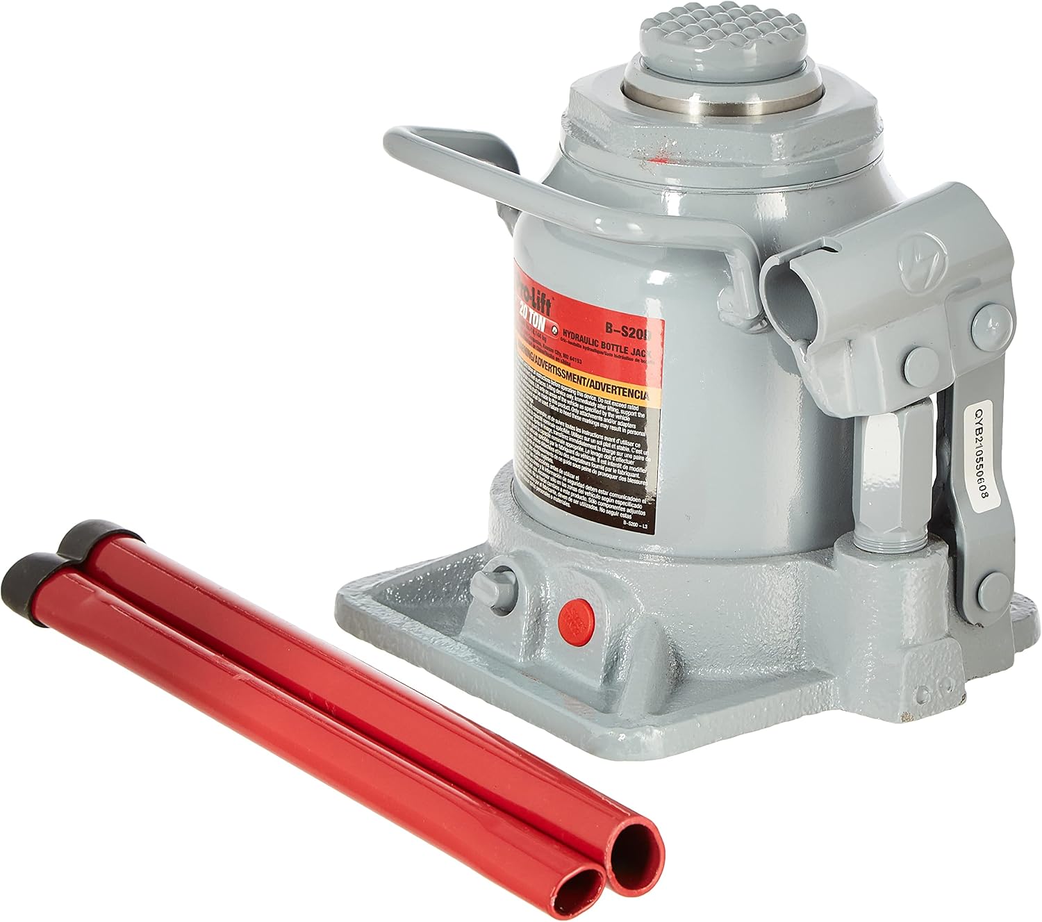 Pro-Lift B-S20D Hydraulic Bottle Jack, Grey, 20 Ton Capacity