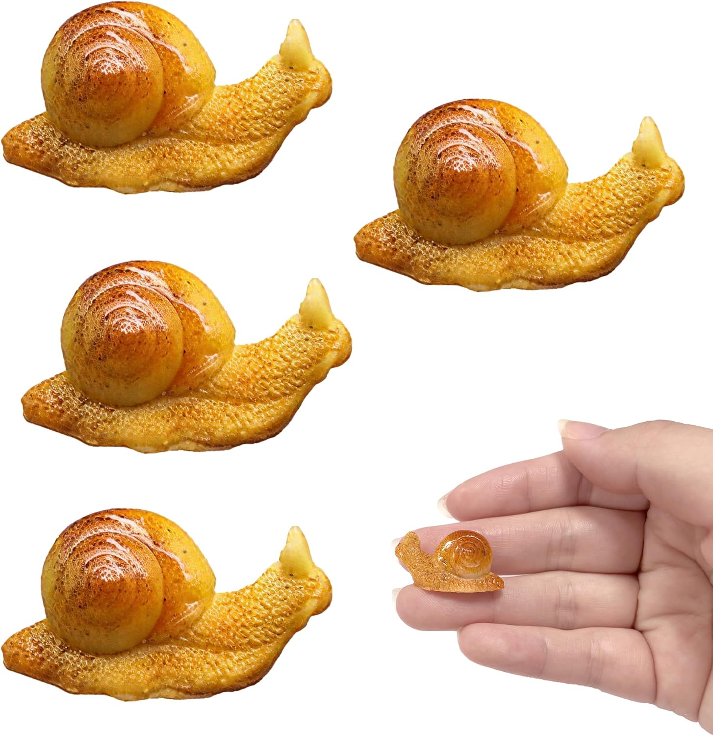 QACUU 4pcs Mini Snail Resin Animals, Realistic Mini Resin Animals Figurines for Fairy Garden Accessories, Succulent Decor, Outdoor Garden Ornaments & Home Decoration