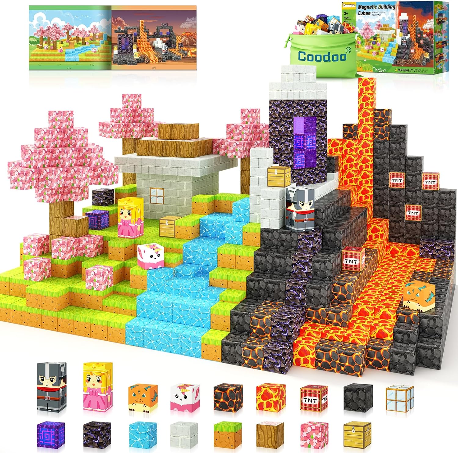 Magnetic Blocks - Build Mine Magnet World Magic Portal Set, Magnetic Tiles Building Blocks Toddler Toy STEM Sensory Outdoor Toys for 3+ Year Old Boys & Girls, Creative Kids Games Kids Toys 84PCS