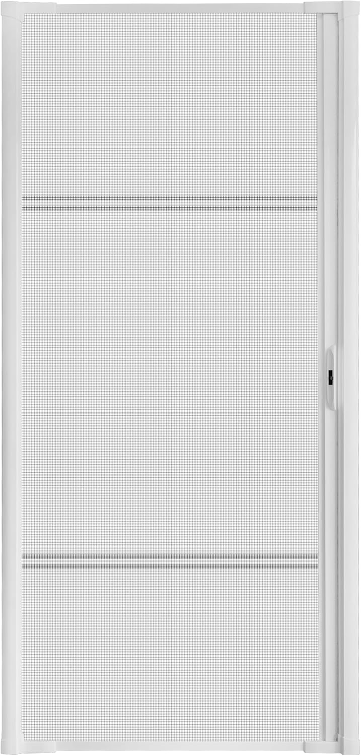 Guardian Retractable Screen Door Retractable Screen Doors for Single Door Heavy Duty Aluminum Easy Assemble Invisible Screen Door Patio Mosquito Proof (White, 36''X80'' (Adjustable Width))