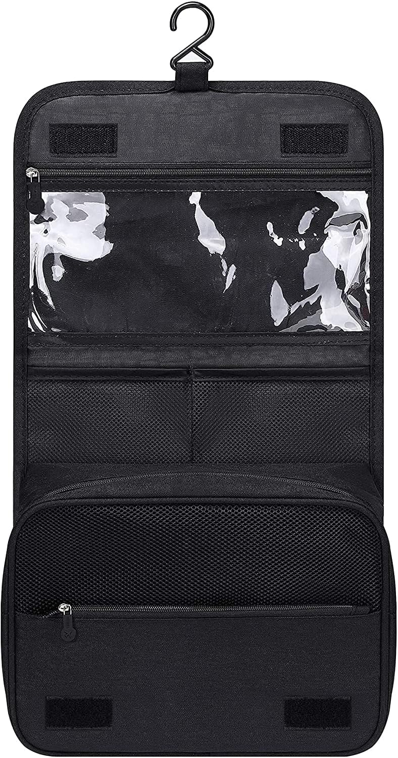 Portable Hanging Travel Toiletry Bag for Men and Womens Waterproof Bathrooom Shower Bag Multifunctional Cosmetic Makeup Organzier (Black)
