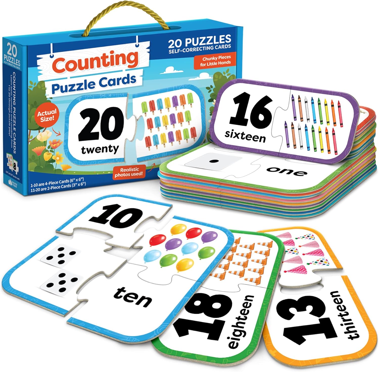 Number Puzzle Kindergarten Math Games - Number Matching Puzzle - 20 Sets Learning Numbers Puzzles - Counting Toys for Toddlers Kids Ages 3-5 - Educational Toys Preschool Learning Activities