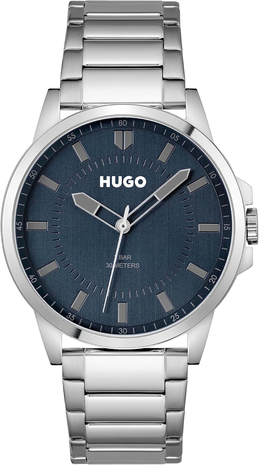 HUGO Analogue Quartz Watch for Men Collection #First - Available with Stainless Steel Bracelet or Leather Strap