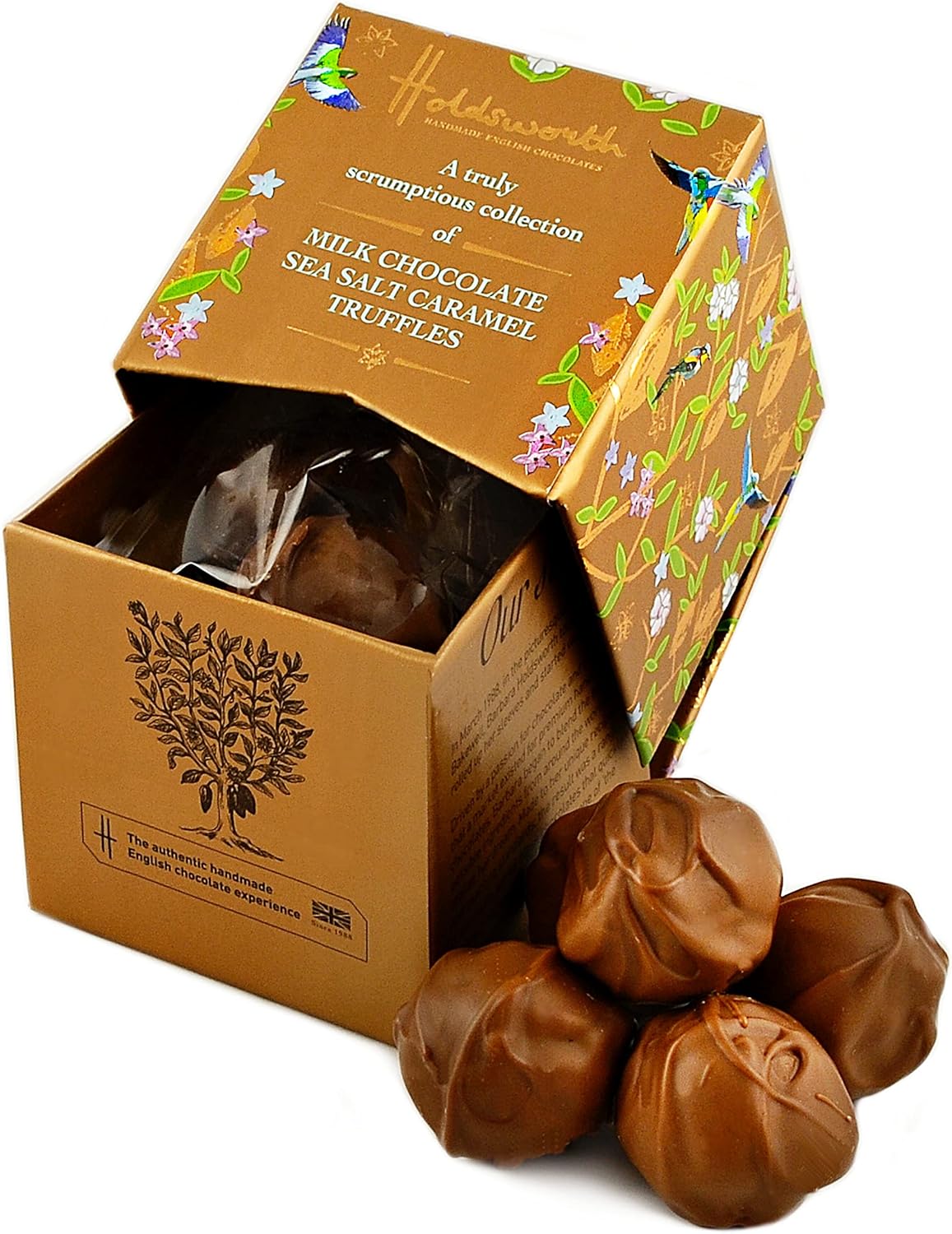 Holdsworth Chocolates Classics - Sea Salt Caramel Truly Scrumptious Handmade Truffles Coated with Milk Chocolate 55g