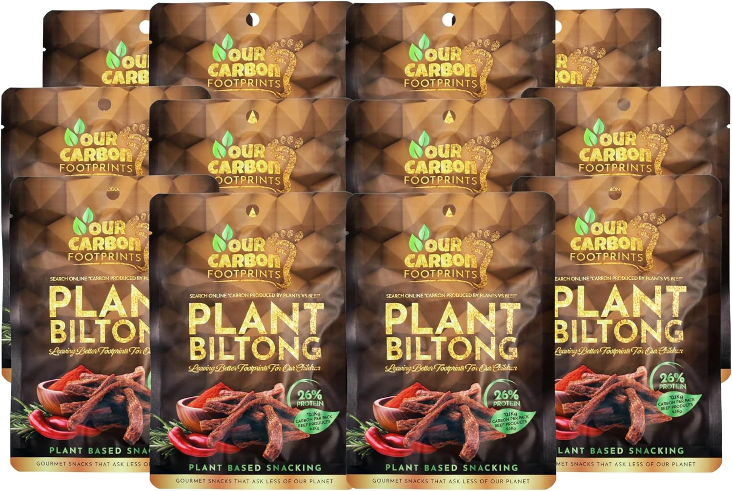 Our Carbon Footprints - Plant Biltong - Plant Based Vegan Snack - Box of 12 x 30 g