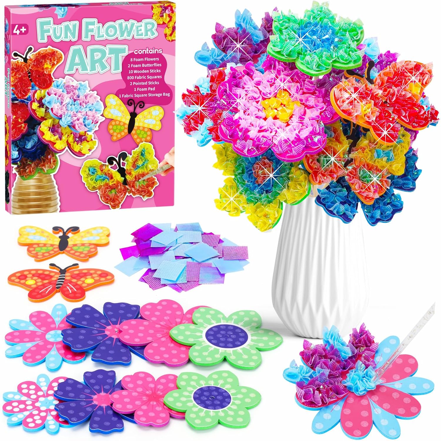 Poke in Art Flower Craft Kits for Kids | Gifts for 6 7 8 9 10 Year Old Girls Art Supplies Activity | Creative Educational Toys for Girls & Boys Age 5-12 | Birthday Gifts, Party Favours & Home Décor
