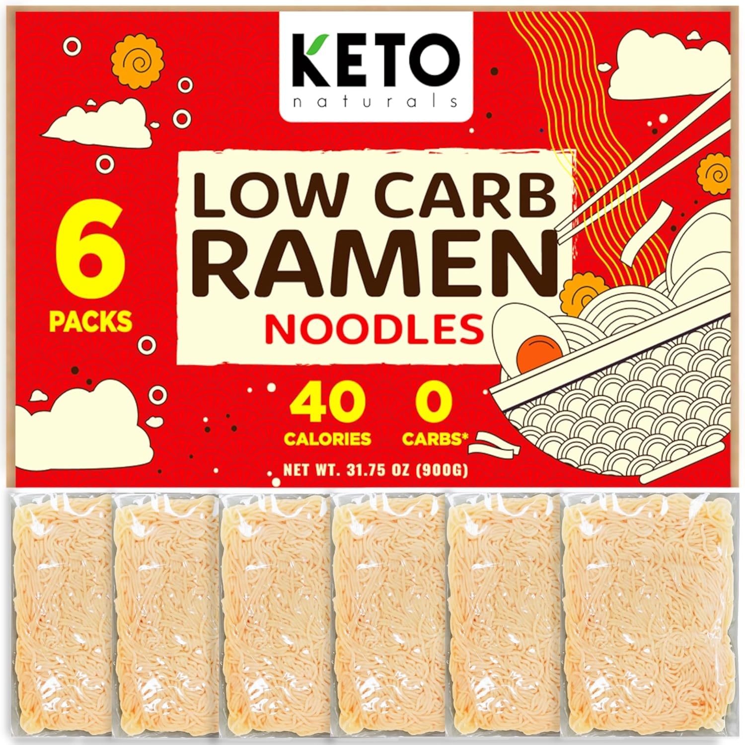 Keto Noodles Low Calorie Noodle (6 Packs) Healthy Keto Ramen Noodle Low Carb Gluten Free (5.3 Oz/Pack) Shirataki Noodles makes healthy meals