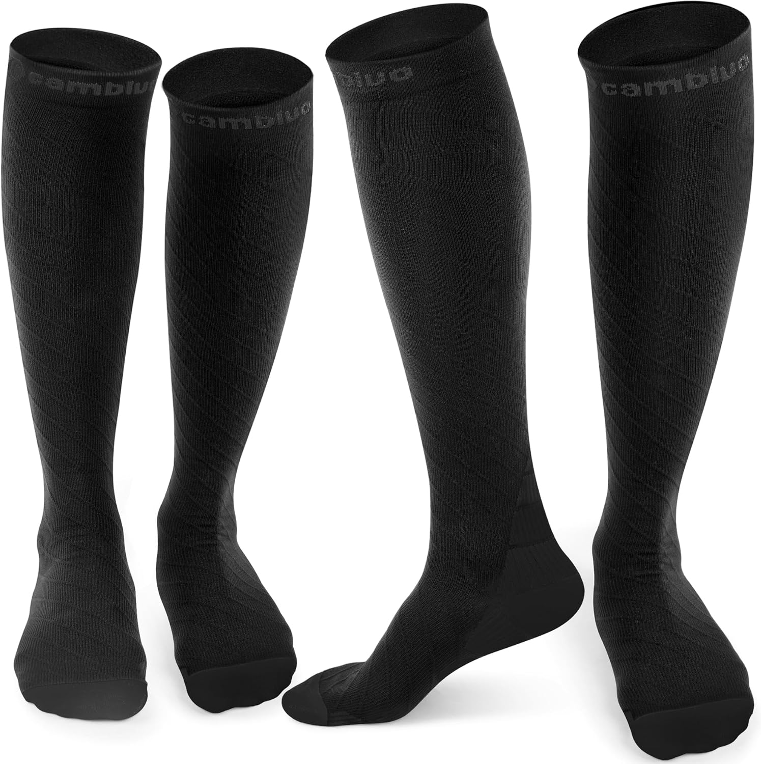 CAMBIVO Compression Socks for Women & Men 2 Pairs, Flight Socks Compression Stockings Running Socks for Calf & Ankle Support, Sports, Flying, Maternity Pregnancy, Nurses, Travel