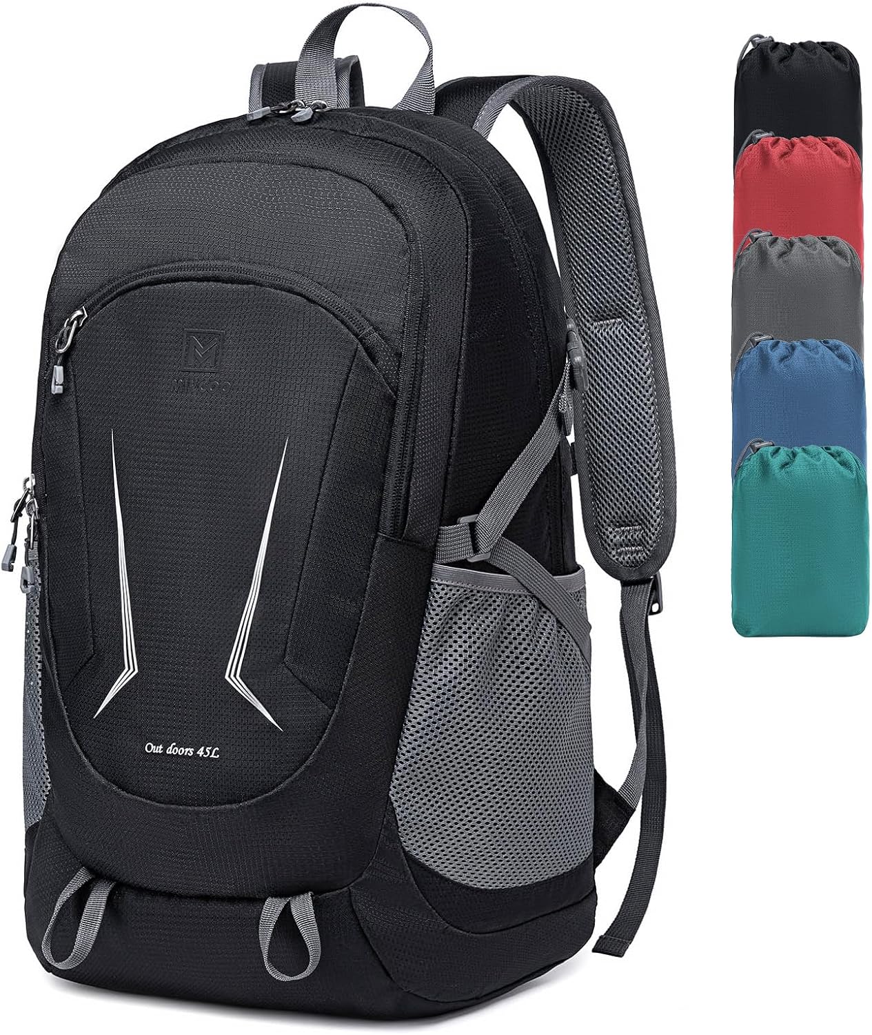 MIYCOO Backpack - Ultra Lightweight Packable Backpack for Travel Camping, 45L Hiking Backpack Waterproof Foldable Daypack for Men Women Black