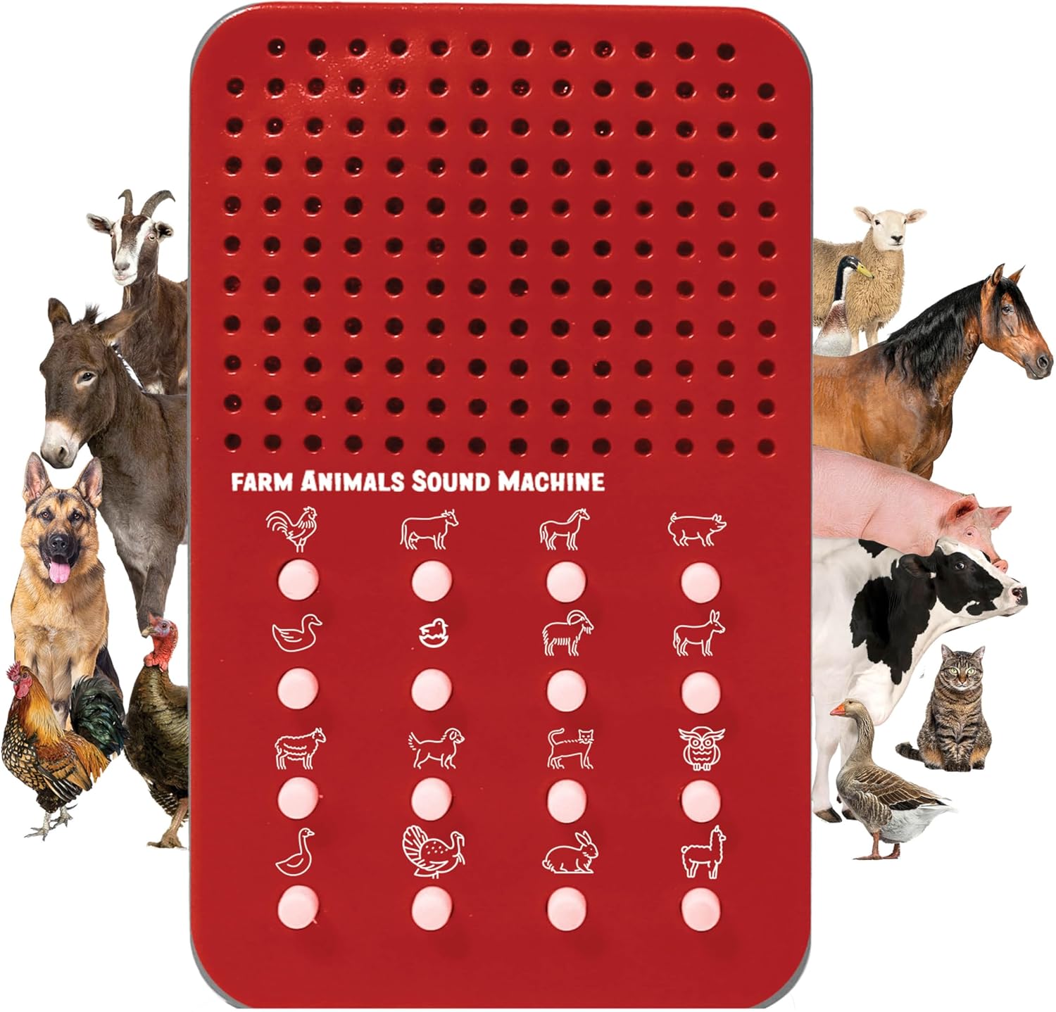 Farm Noisemaker with 16 Farm Animal Sounds, Cow, Chicken, Horse, and More Animal Noises, Portable Electronic Sound Maker Farm Themed Sound Board For Kids With 16 Effects, Birthday Noise Maker Toy Gift