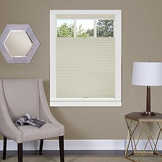 Cordless Cellular Pleated Window Shades - 33 Inch Width, 64 Inch Length - Alabaster - Light Filtering Top-Down Honeycomb Pull Down Blinds for Windows and Skylights by Achim Home Decor