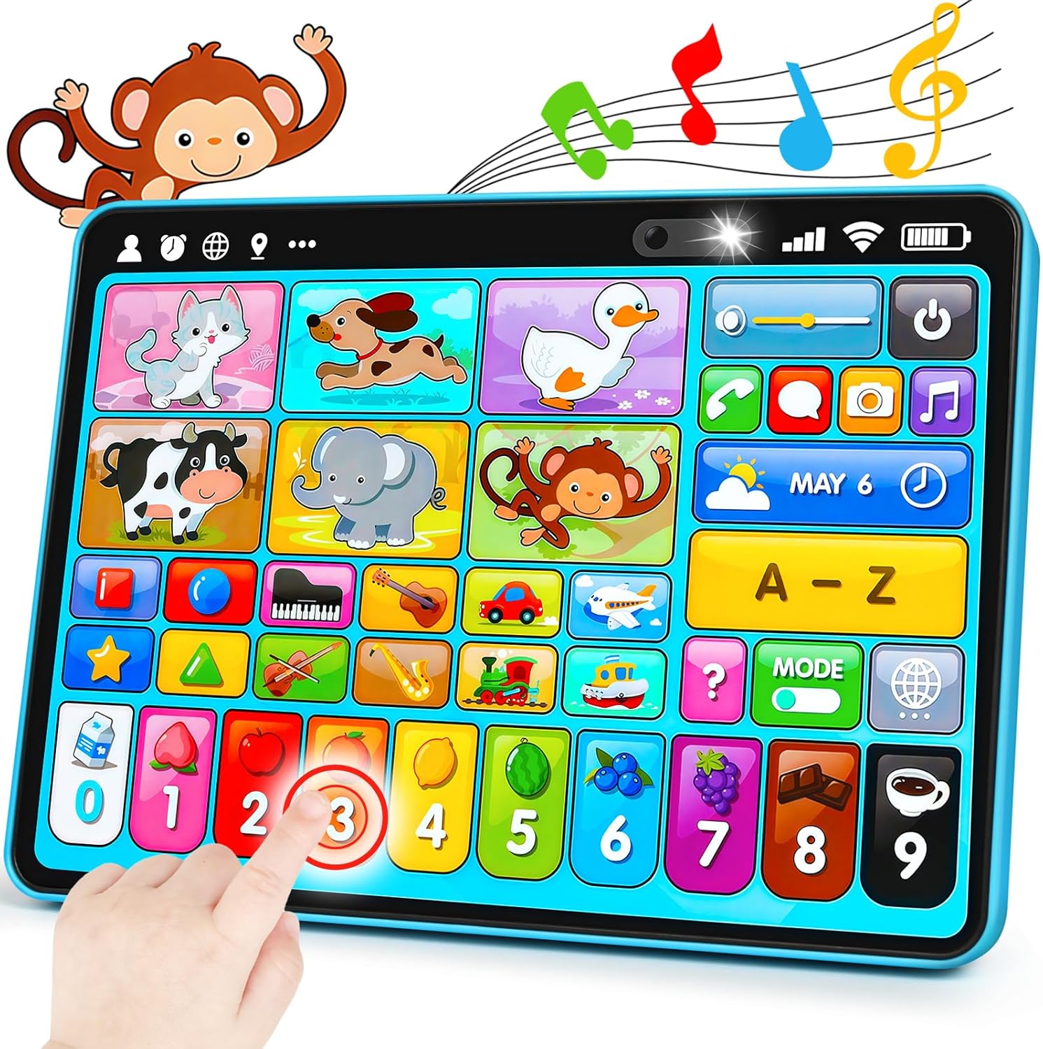 Learning Tablet for Toddlers 1-3 Trilingual Learning Toys with Music & Sound, Montessori Speech Therapy Toys for 1 Year Old Boy Girl Musical Baby Toys 12-18 Months Toddler Toys Age 1-2 2-3 Gifts