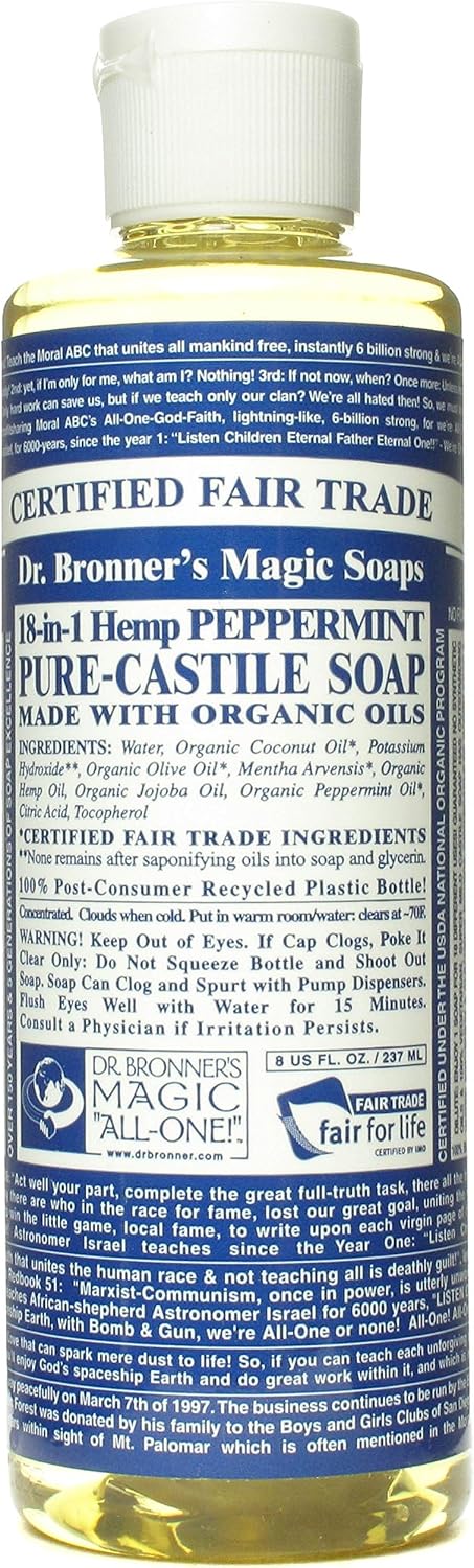 Dr. Bronner S Magic Pure-Castile Soap Organic Peppermint - 8 Oz, 3 Pack
