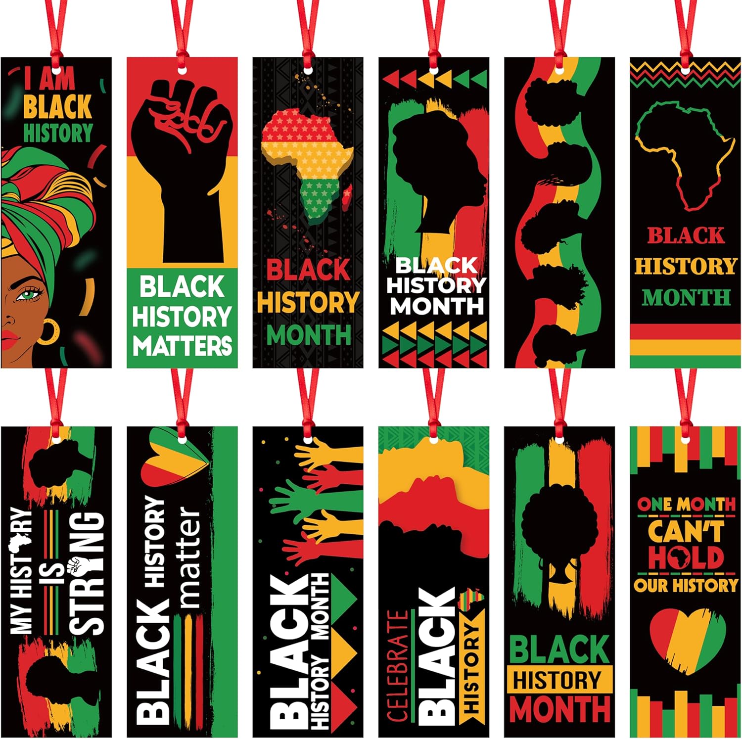 Haooryx Black History Month Bookmarks - 240Pcs Black History Matter Bookmark for Celebrate African American BHM Festival Decoration School Inspirational Event Classroom Stationery Handout Supplies