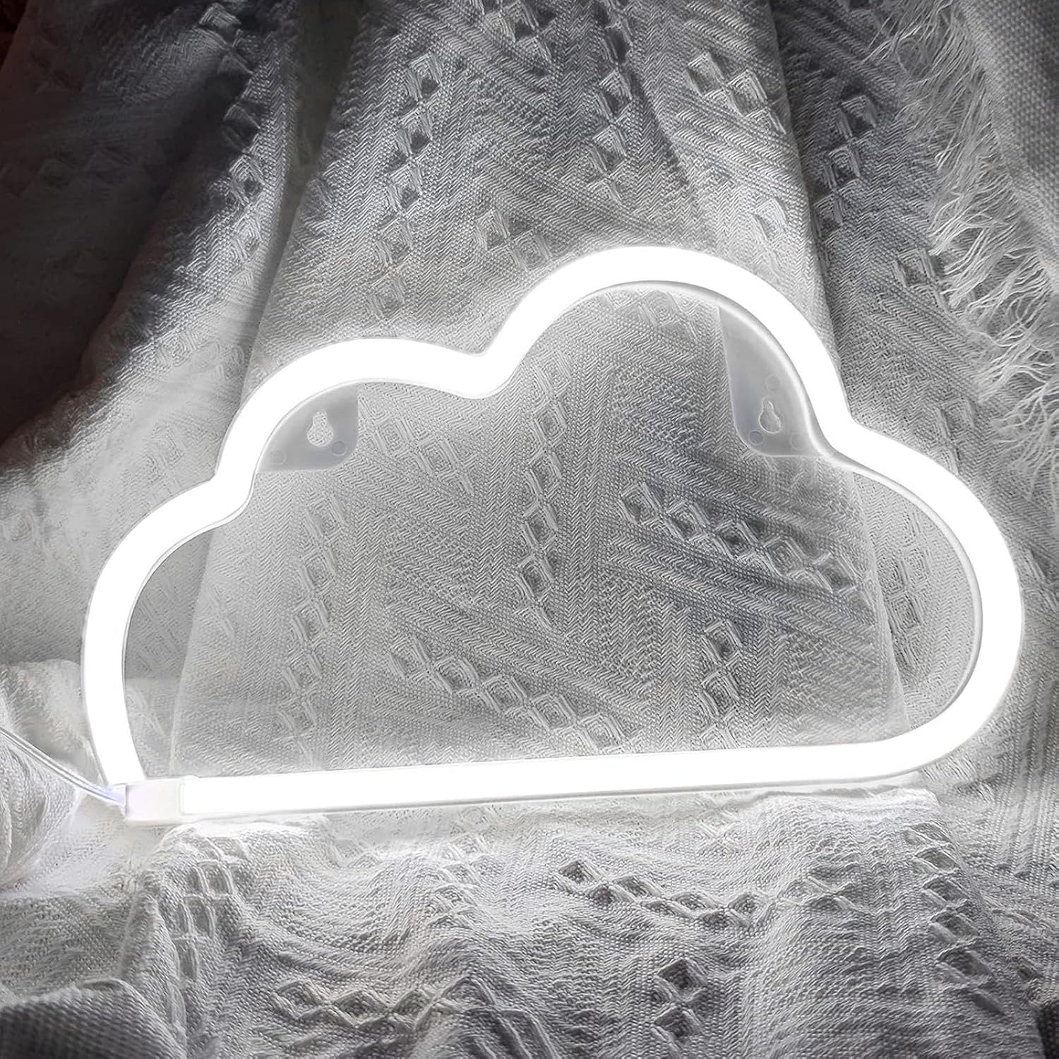 Cloud Neon Signs, LED Light for Wall Decor, Battery or USB Powered Sign Shaped Decoration Lights Bedroom Aesthetic Teen Girl Kid Room Christmas Birthday Wedding Party White