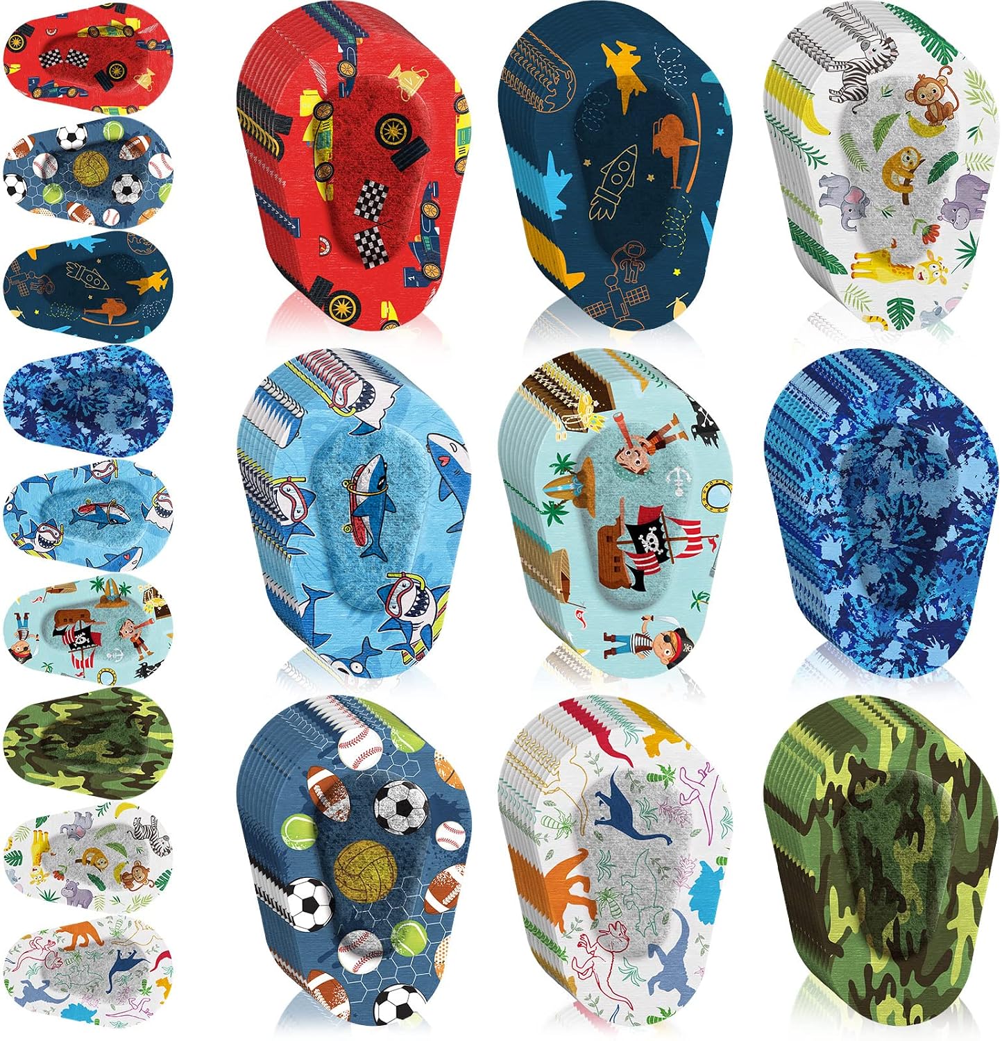Toulite Kids Eye Patches (90 Pcs, 9 Styles) for Lazy Eye, Boys Girls | Adhesive Baby Eye Patch, Amblyopia Strabismus Use, Toddler Cute Designs, Light Blocking, Medical Grade Skin Safe