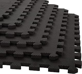 Interlocking EVA Foam Floor Tiles for Home Gym, Yoga Mat, Workout Equipment, or Child's Play Surface - Set of 6, (Black) by Stalwart