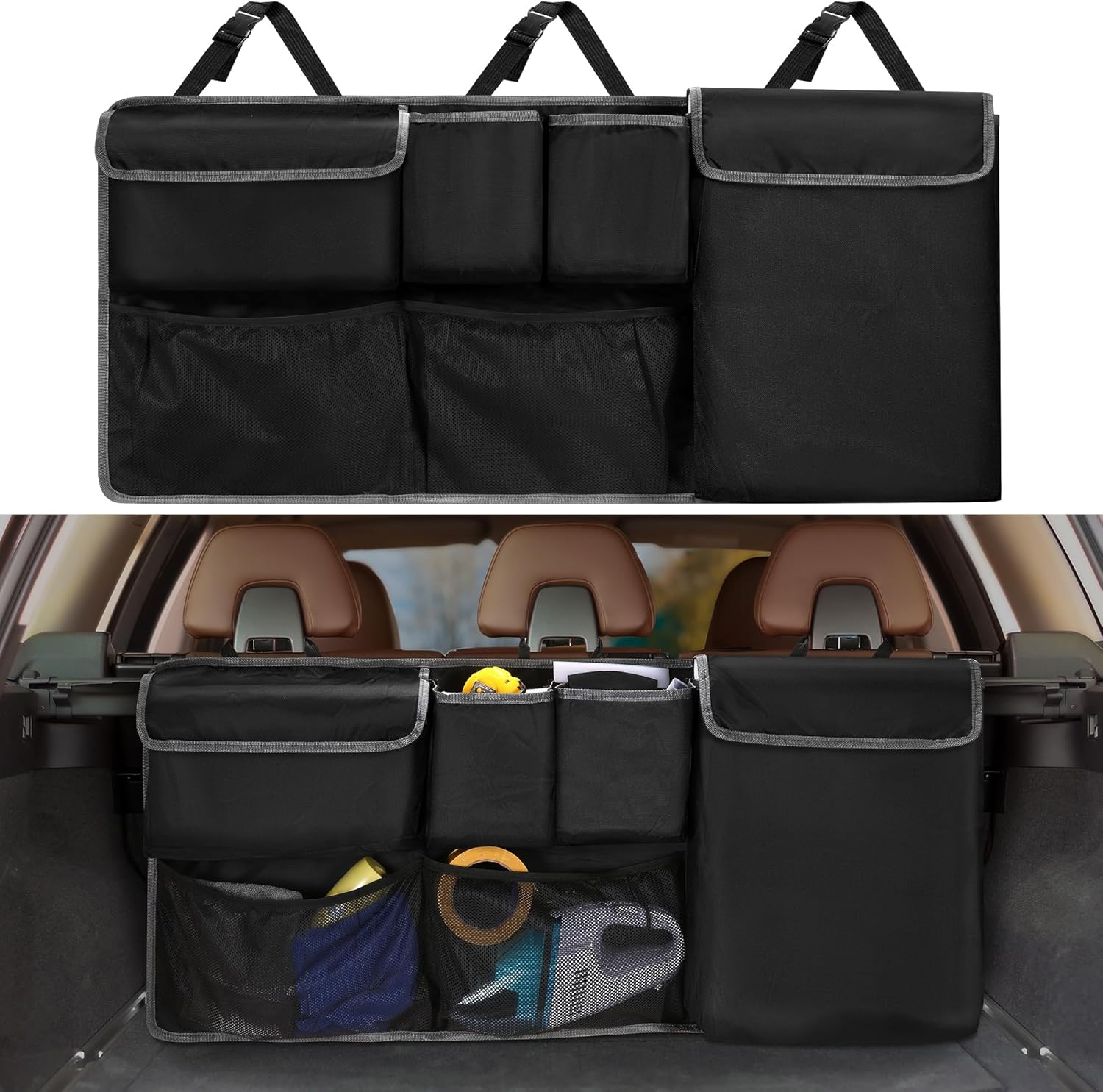 XHRING Car Trunk Organizer Storage Backseat Hanging Bag for Nissan Rogue Pathfinder Kicks Murano Armada Xterra SR SV Sport SUV Accessories 2000-2024 2025