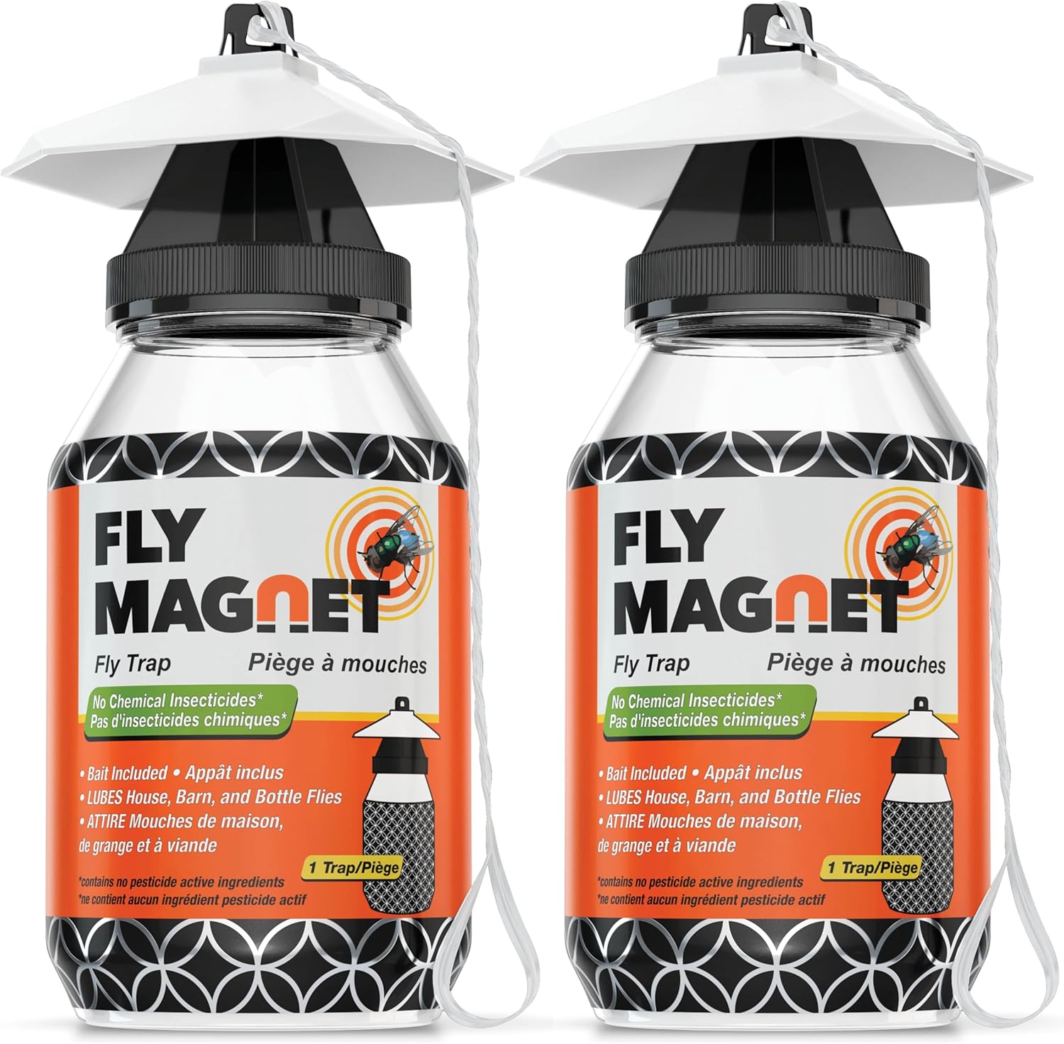 Outdoor Fly Trap [2 Pack] Fly Traps Outdoor with Dissolvable Non-Toxic Bait - Controls Flies for Patios, Hanging Fly Traps with Tie Included