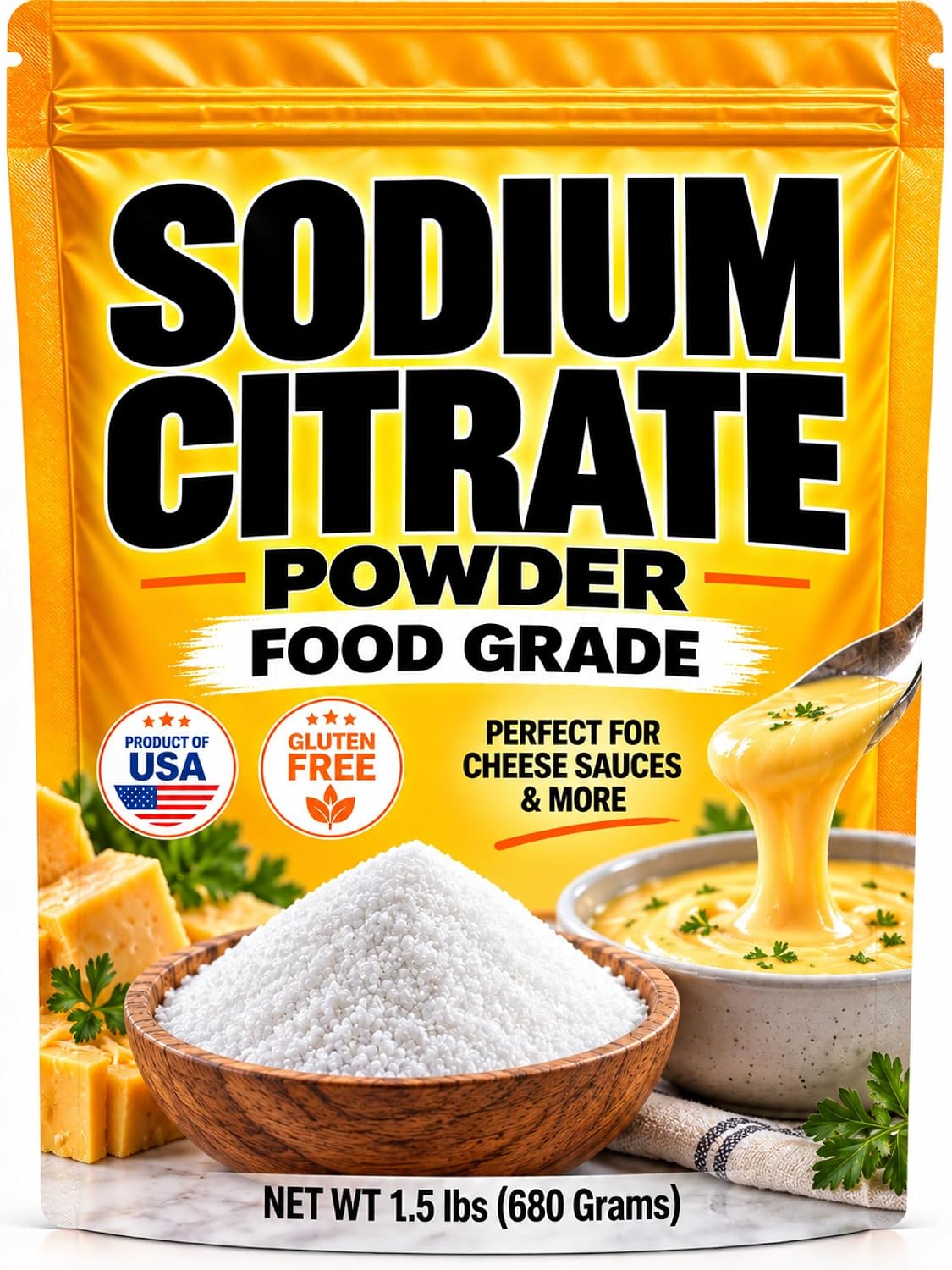 Sodium Citrate Powder 1.5 lbs, Food Grade for Cooking, Cheese Emulsifier