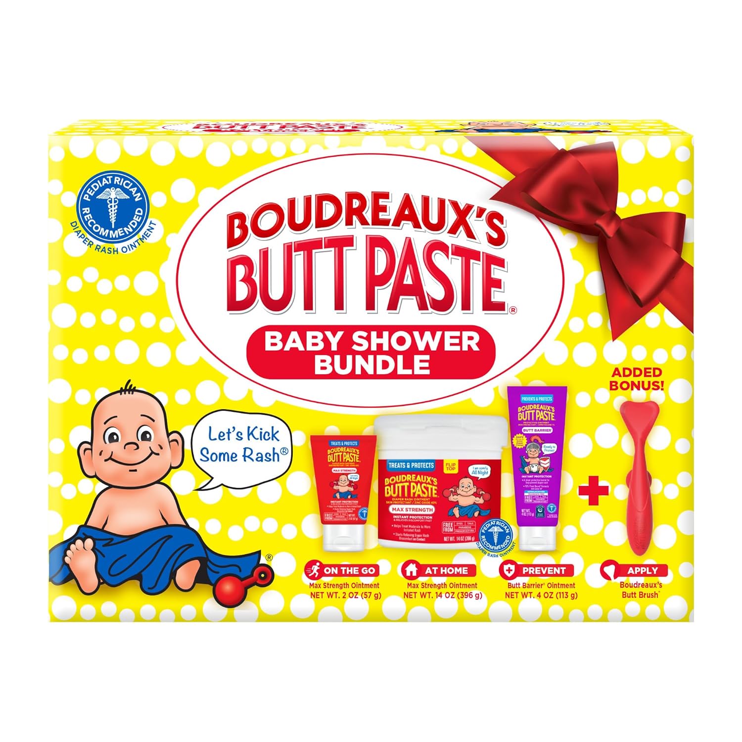 Boudreaux's Butt Paste Baby Shower Bundle, Baby Diaper Rash Cream Ointments & Applicator Kit