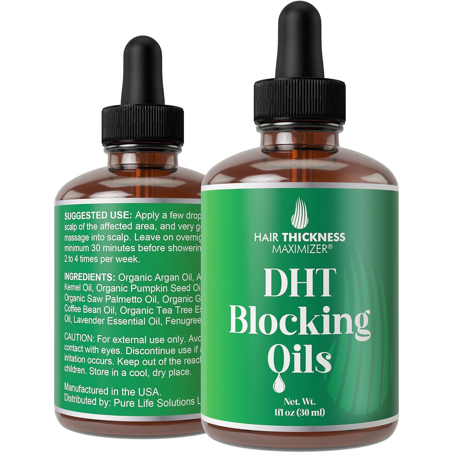 DHT Blocker for Women & Men - Vegan Thickening, Moisturizing & Strengthening Hair Serum - Topical Scalp Oil for Weak, Frizzy, Dry Hair - 1oz - DHT Blocking Oil