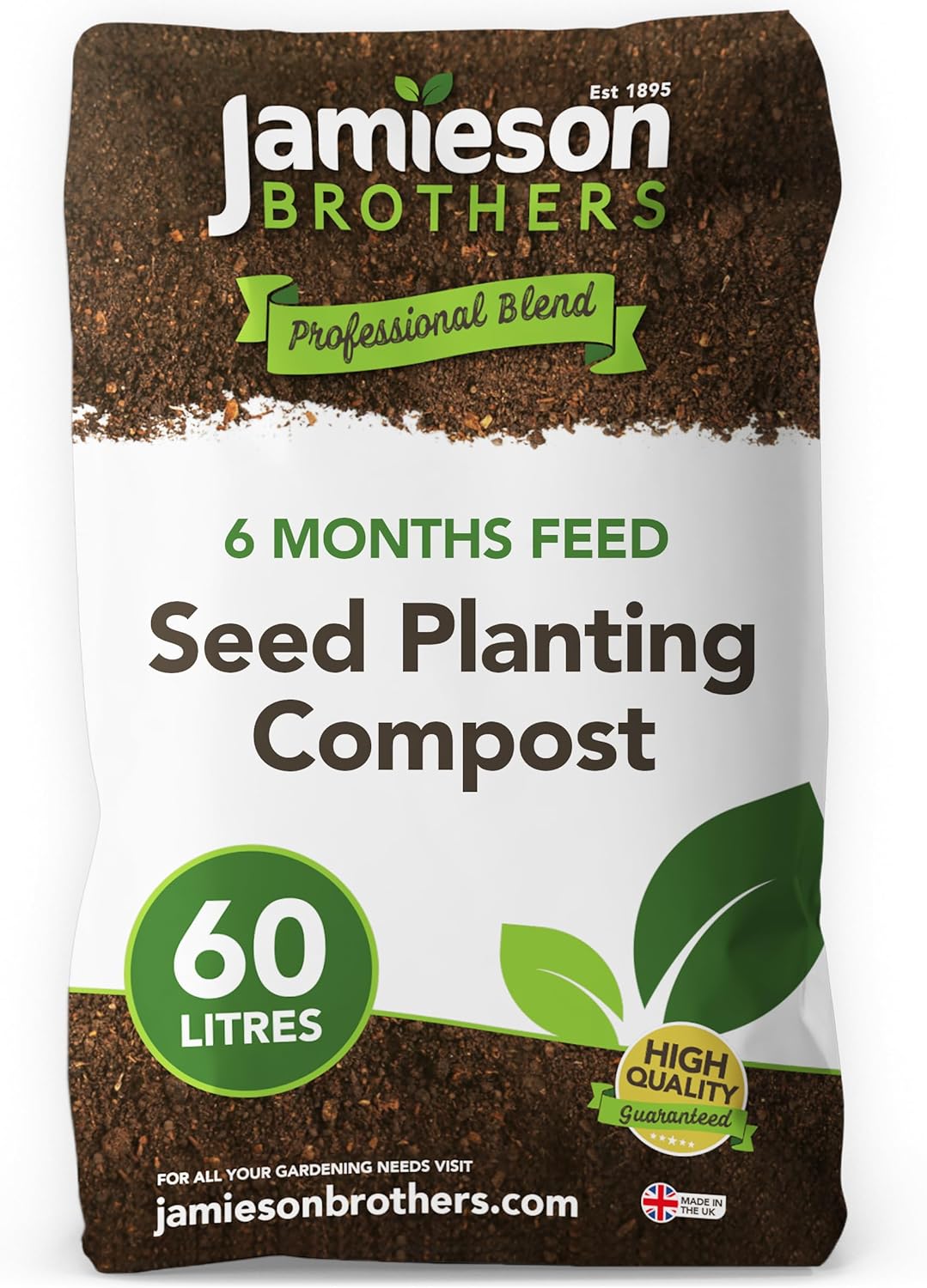 Seed Sowing, Cutting & Planting Compost 60L - Specially Formulated For Germinating Seedlings & Planting Cuttings - Professional Blend which has 6 months feeding as standard - By Jamieson Brothers