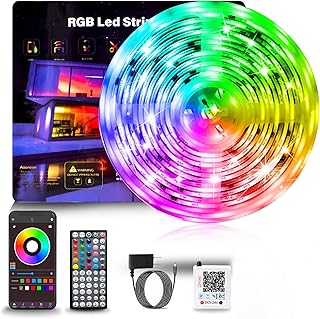 Led Lights for Bedroom 100ft (1 Roll) Music Sync Color Changing RGB Led Strip Lights with 60 Keys Remote and App Control, Led Lights for Room Kitchen Party Decor,Home Decor