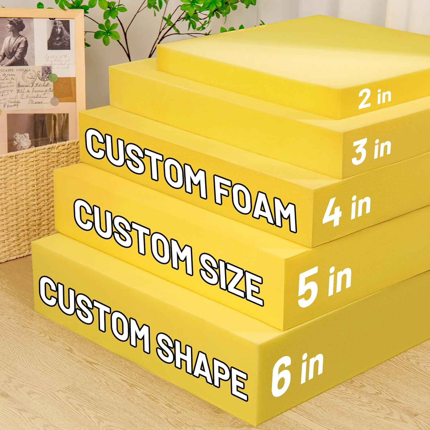 Lokex Cut to Size Foam,Custom Sofa Seat Replacement Cushion and Upholstery Foam,Replaceable High Density Foam