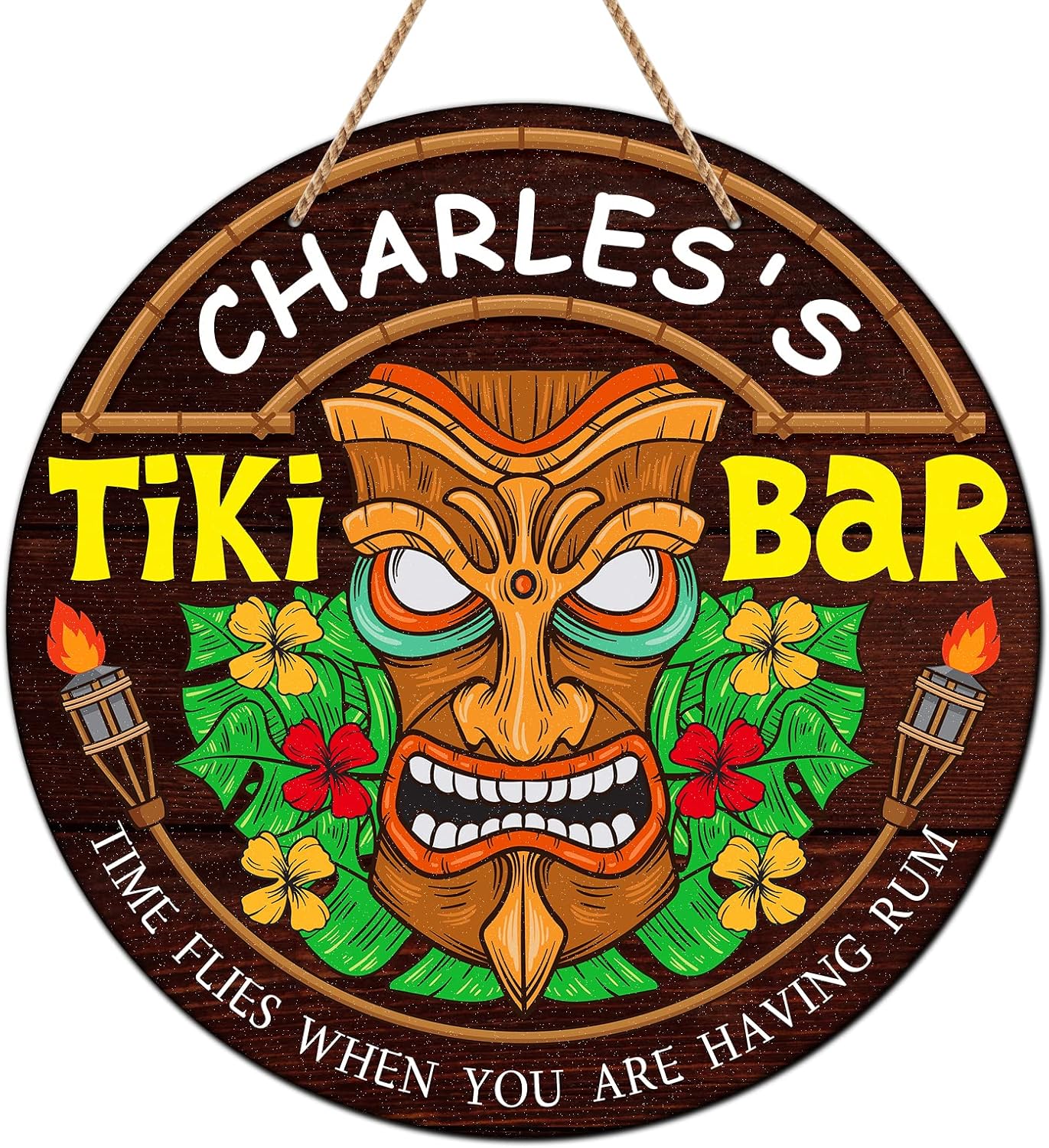 D24TIME Tiki Bar Sign for Outside Patio Decor - Personalized Tiki Decorations for Home Beach Room Decor - Hanging