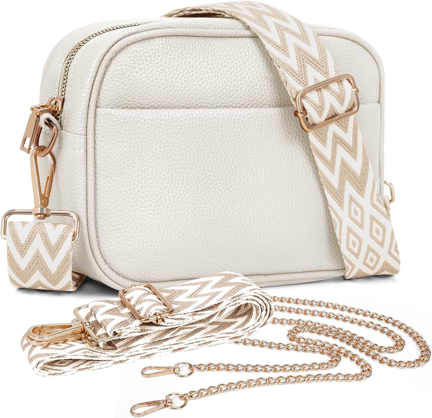 TIAASTAP Crossbody Bags for Women - Leather Handbags & Shoulder Bags Ladies Camera Cross Body Bag with Adjustable Wide Strap and Chain for Travel Shopping Work Daily Use