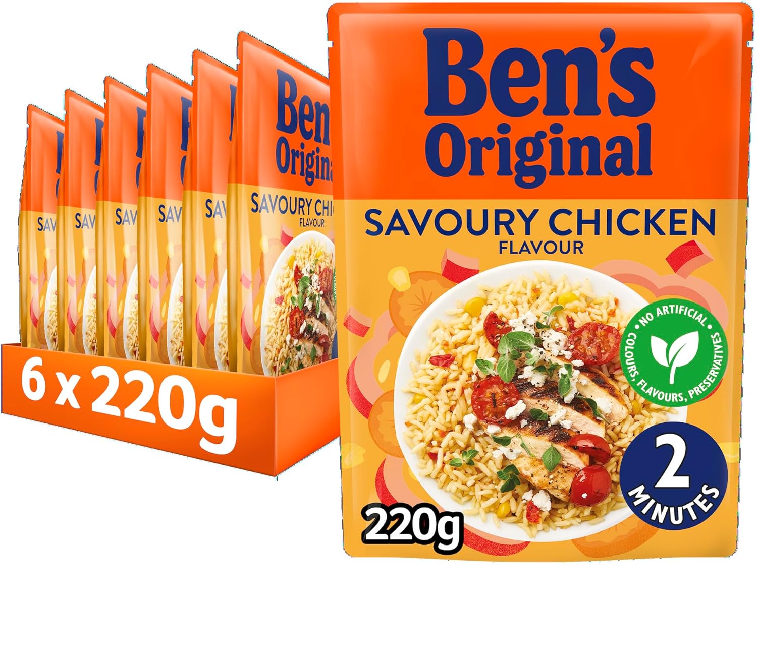BEN'S ORIGINAL Savoury Chicken Microwave Rice, Bulk Multipack 6 x 220g pouches