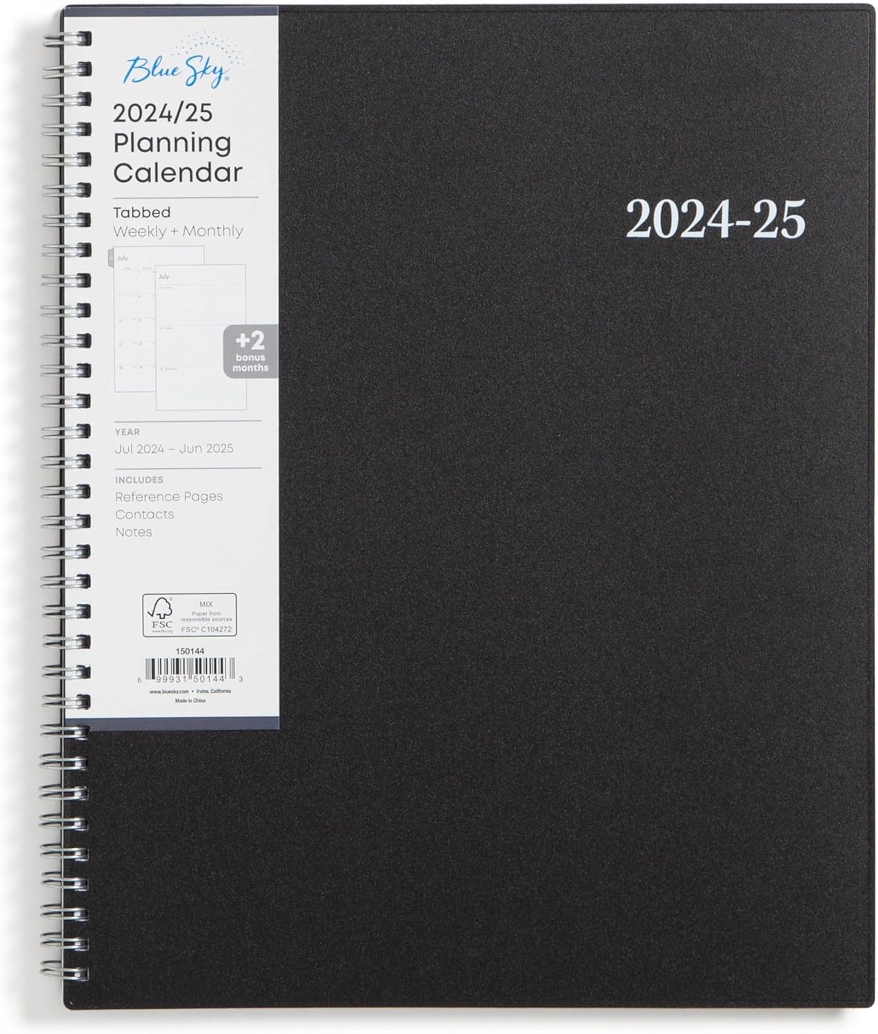 Blue Sky 2024-2025 Academic Year Weekly and Monthly Planner, 8.5" x 11", Flexible Cover, Wirebound, Enterprise (150144)