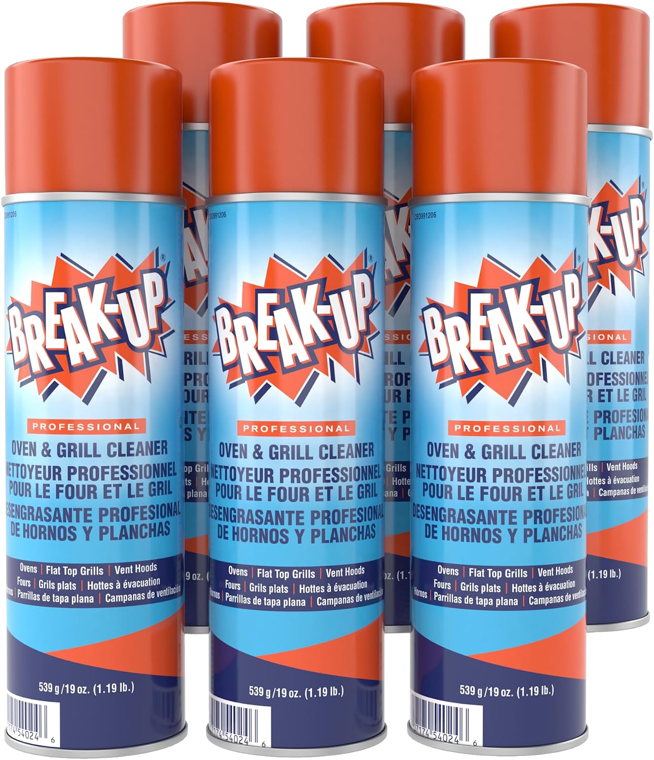 Diversey Break-Up Oven & Grill Cleaner, Aerosol Spray, 19 oz, 6 Pack
