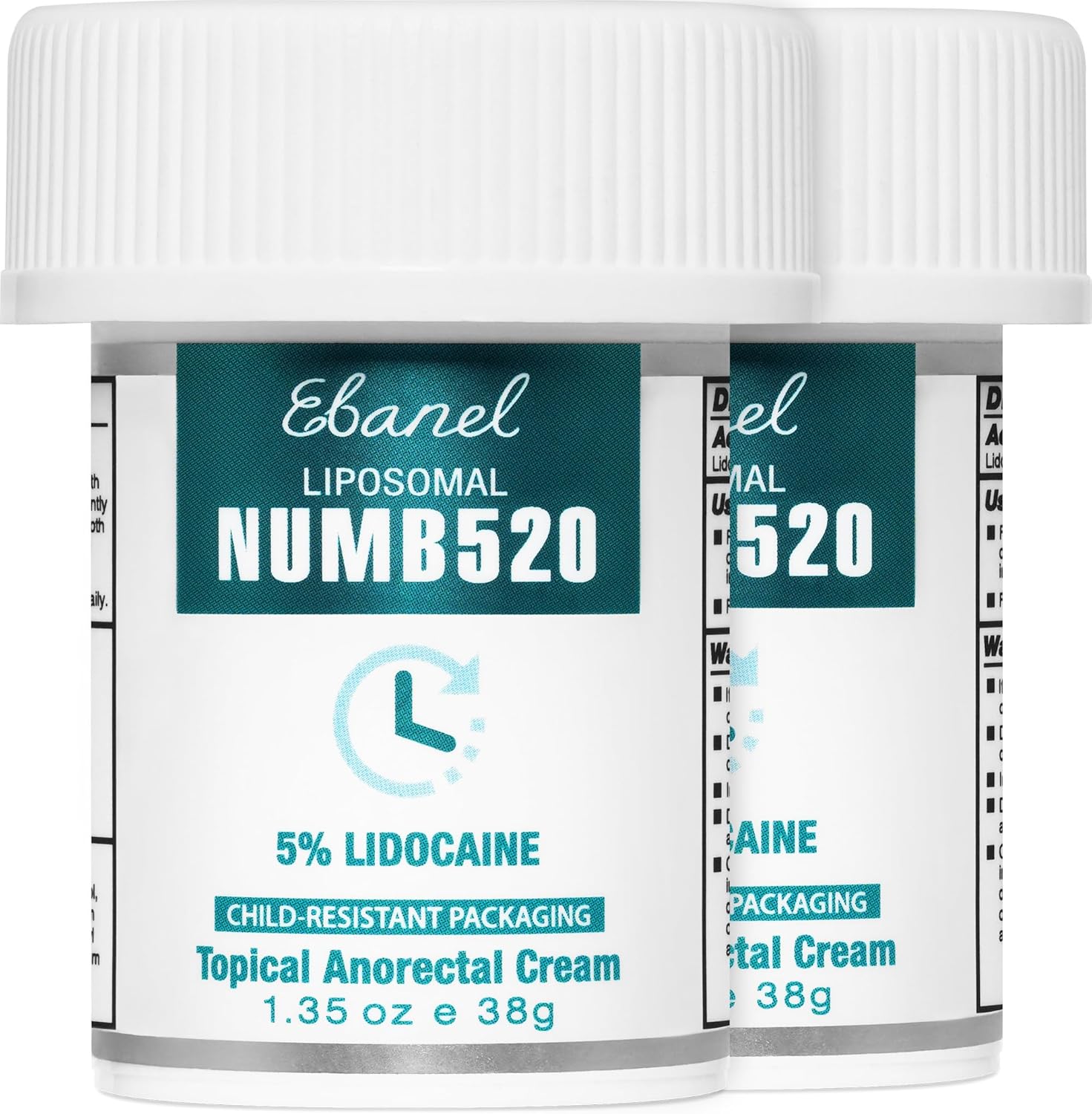 Ebanel 5% Lidocaine Numbing Cream, 2-Pack Pain Relief Burn Itch Numb Cream, Maximum Strength Topical Anesthetic with Allantoin, Vitamin E for Local and Anorectal Uses, Hemorrhoid Treatment