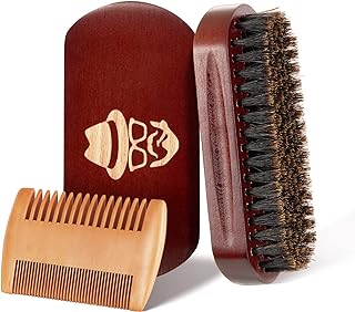 Beard Brush, 100% Boar Bristle Natural Black Walnut Wood Beard Comb Hair Mustache Shaving Brush Facial Hair Brush