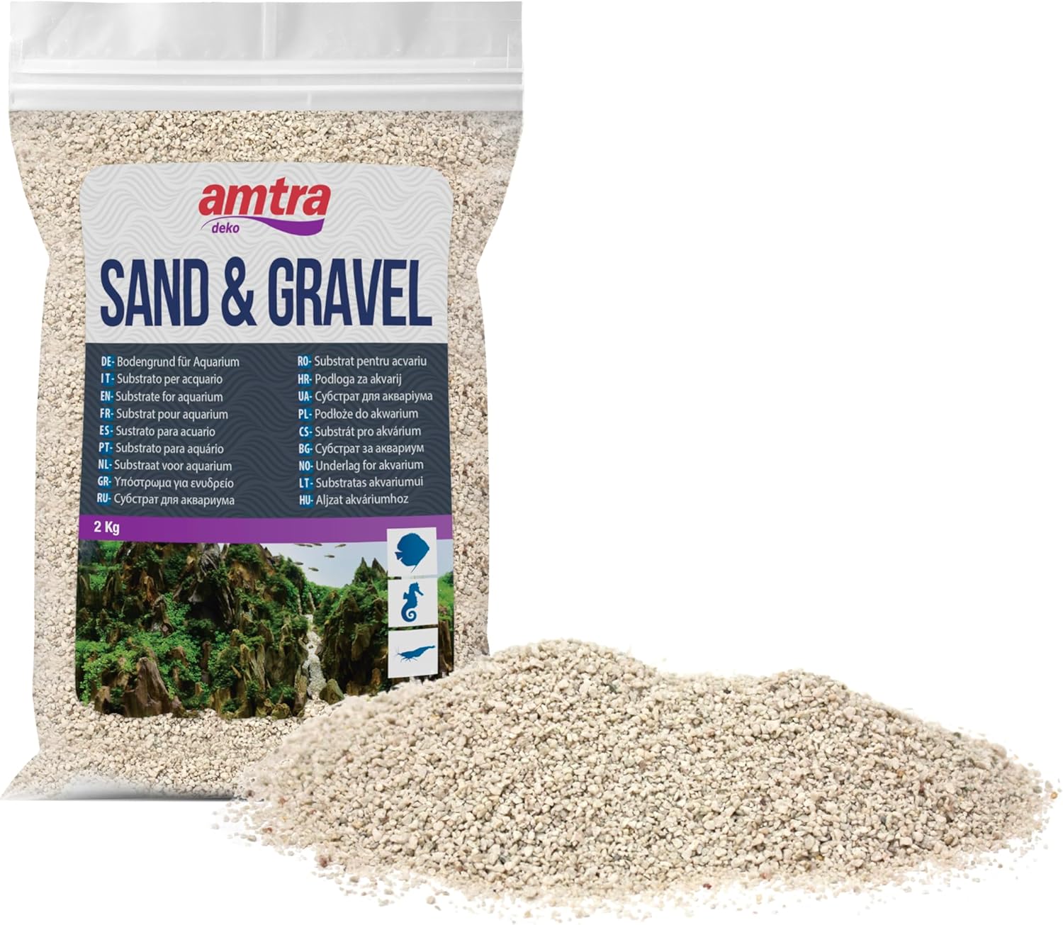 Amtra White Quartz Ivory Fine White Quartz Sand for Freshwater or Saltwater 1-3mm Grains 2kg