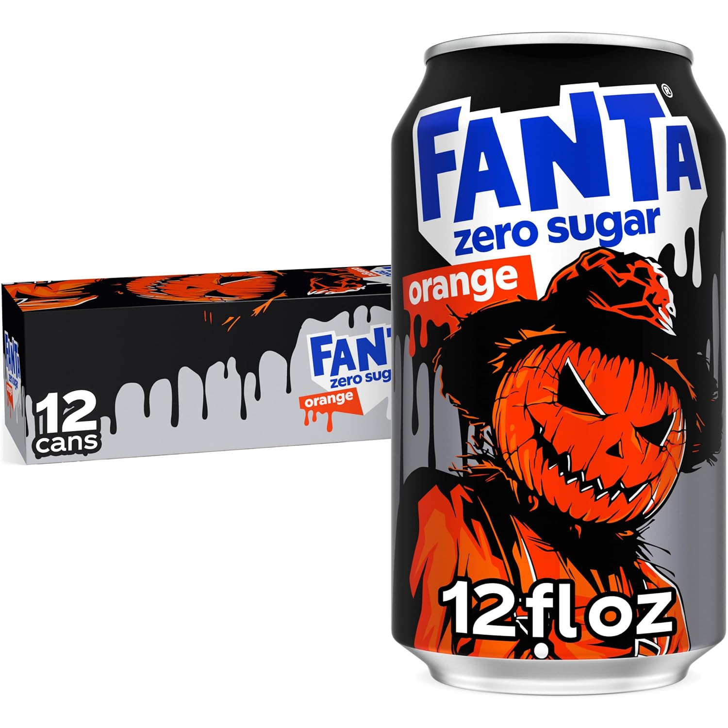 Fanta Zero Sugar Orange Soda Soft Drink Fridge Pack Cans, 12 fl oz, 12 Pack