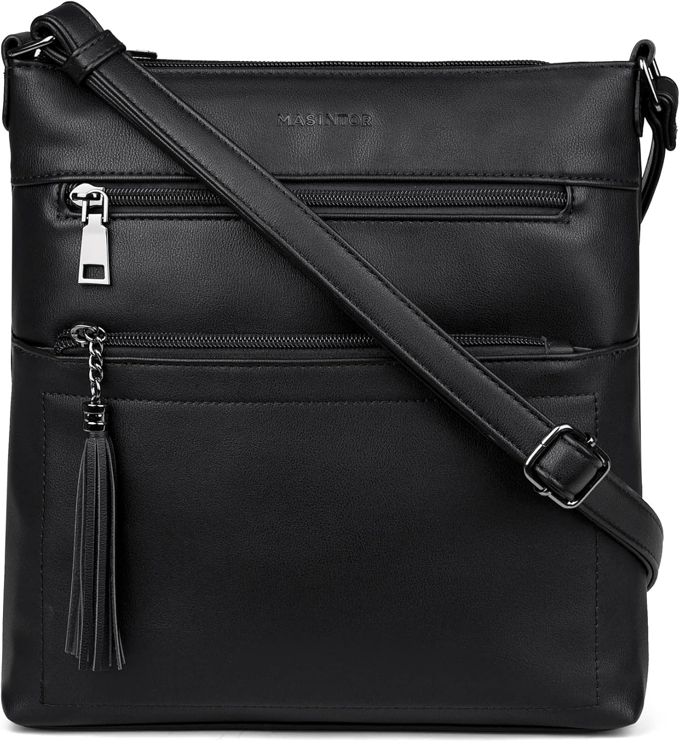 MASINTOR Crossbody Purses for Women, Multi Pocket Casual Crossbody Bag, Adjustable Strap Shoulder Bag with Tassel