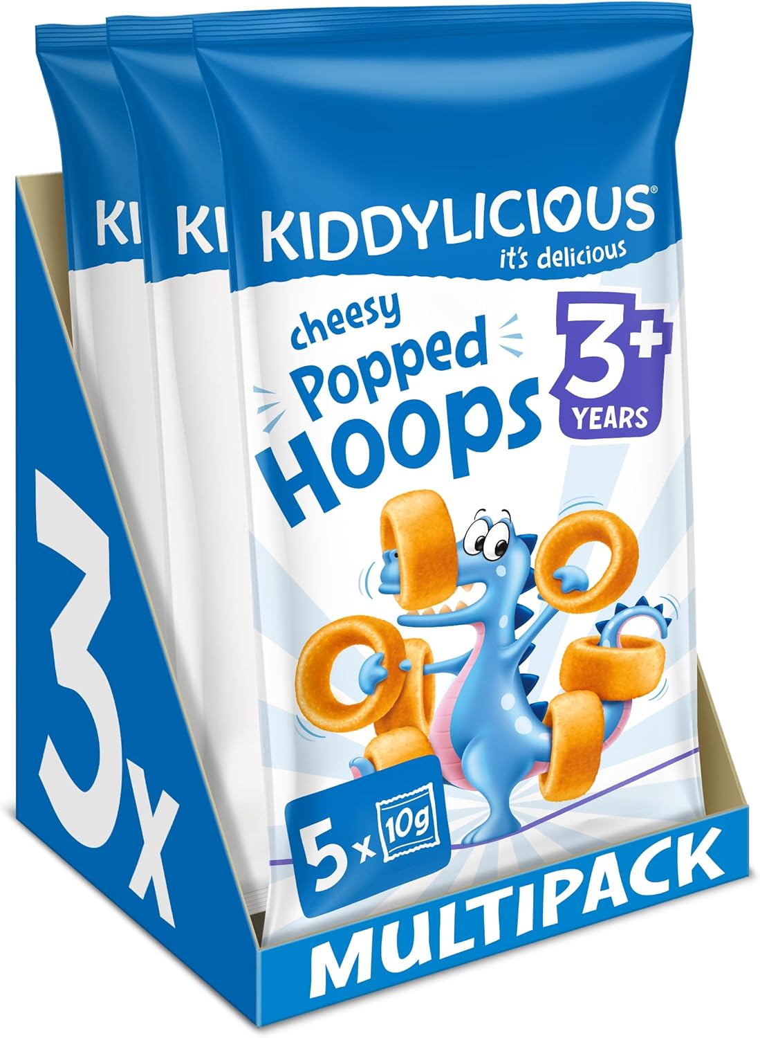 Kiddylicious Cheese Lentil & Rice Popped Hoops - Delicious Snacks for Kids - Suitable for 3+ Years - 3 Packs of 5 (15 Total)