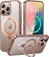 CASEKOO Desert Titanium for iPhone 16 Pro Max Case with 360° Spin Magnetic Stand [Compatible with Magsafe][16FT Military Protection] Slim for iPhone 16 ProMax Case Ring Kickstand 6.9'', Rose Gold