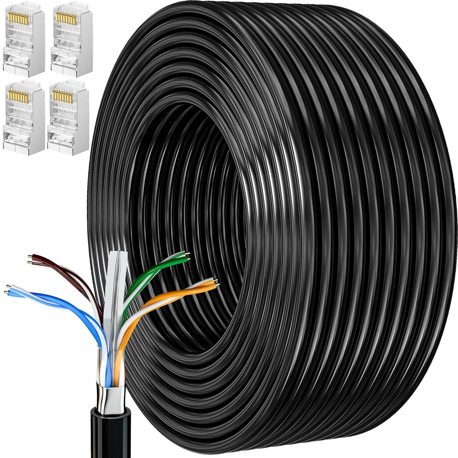 Ethernet Cable 20m, Cat 6 External Bulk Internet Cable 20 Meters FTP 23AWG Lan Cable Extra Long High Speed Network Cable Shielded Anti-Jamming Weatherproof Rj45 Patch Cable