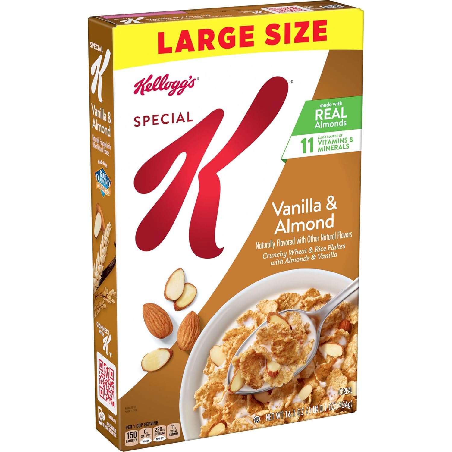 Kellogg's Special K Breakfast Cereal, Fiber Cereal, Family Breakfast, Vanilla and Almond, 16.1oz Box (1 Box)
