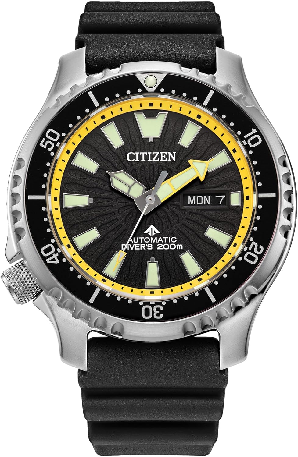 Citizen Men's Promaster Sea Automatic Polyurethane Strap Watch, 3- Hand Date and Date, Rotating Bezel, Anti-reflective Sapphire Crystal, Luminous Hands and Markers