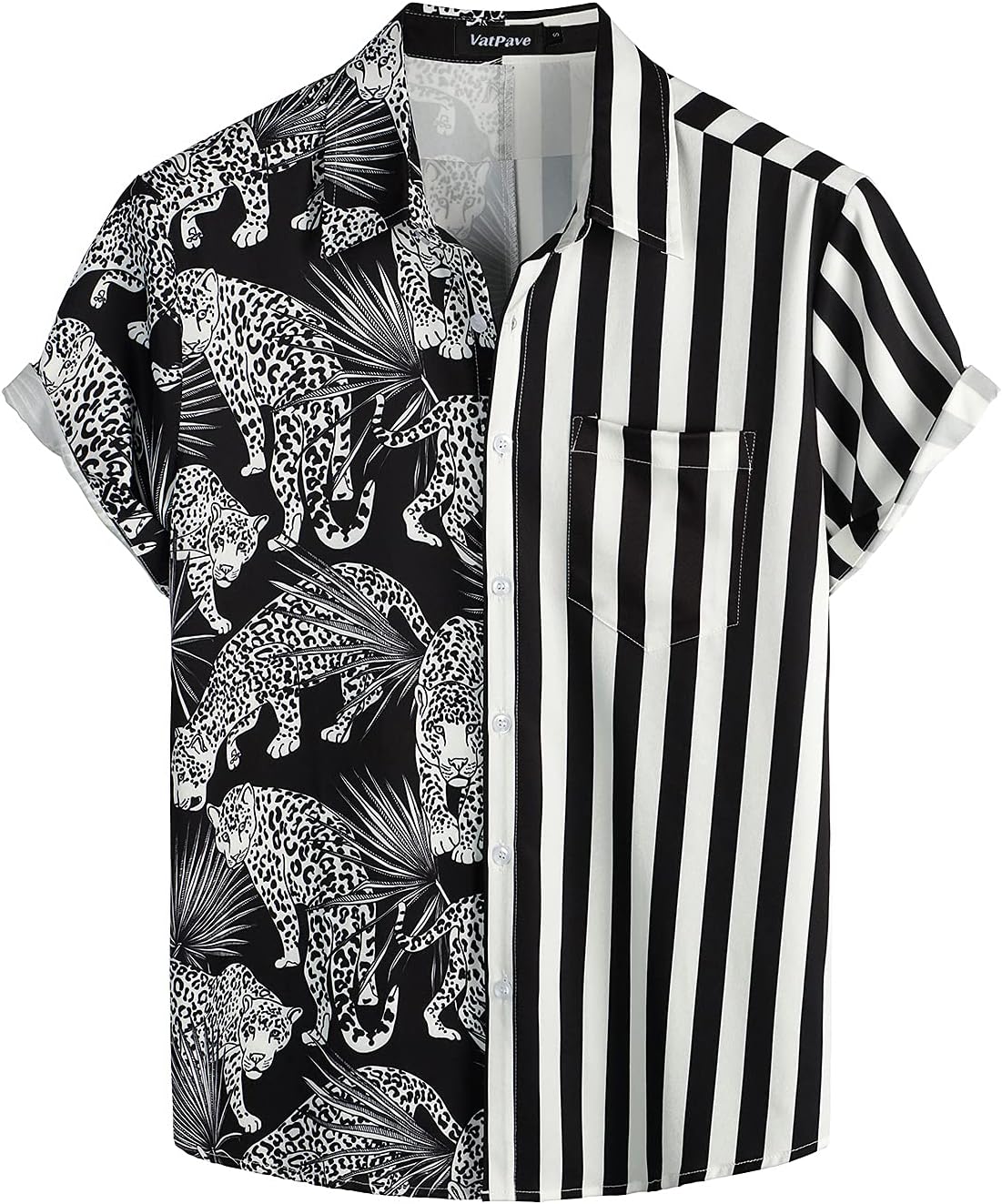 VATPAVE Mens Hawaiian Flamingo Shirts Casual Tropical Short Sleeve Button Down Shirt Summer Beach Shirts