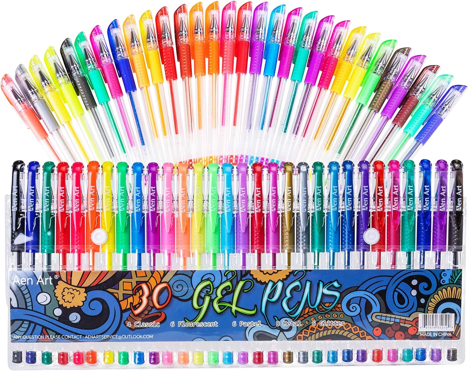 Gel Pens for Adult Coloring Books, 30 Colors Fine Point Gel Marker Pen with 40% More Ink for Drawing, Bullet Journaling, School Craft Supplies