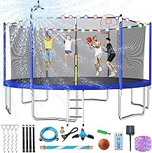 Upgraded 16FT 15FT 14FT 12FT Trampoline for Kids and Adults, Large Outdoor Trampoline with Enclosure, Backyard Trampoline with Basketball Hoop and Net, Capacity for 4-6 Kids and Adults